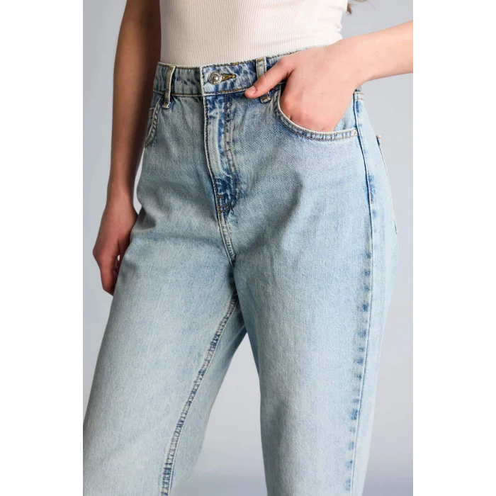 Defacto F3709AXNM85 İndigo 90s Wıde Leg Yüksek Bel Uzun Jean Pantolon