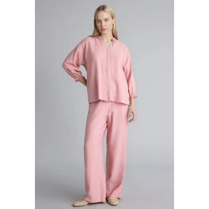 Defacto G8959AXPN111 Pembe V Yaka Uzun Kollu Gömlek