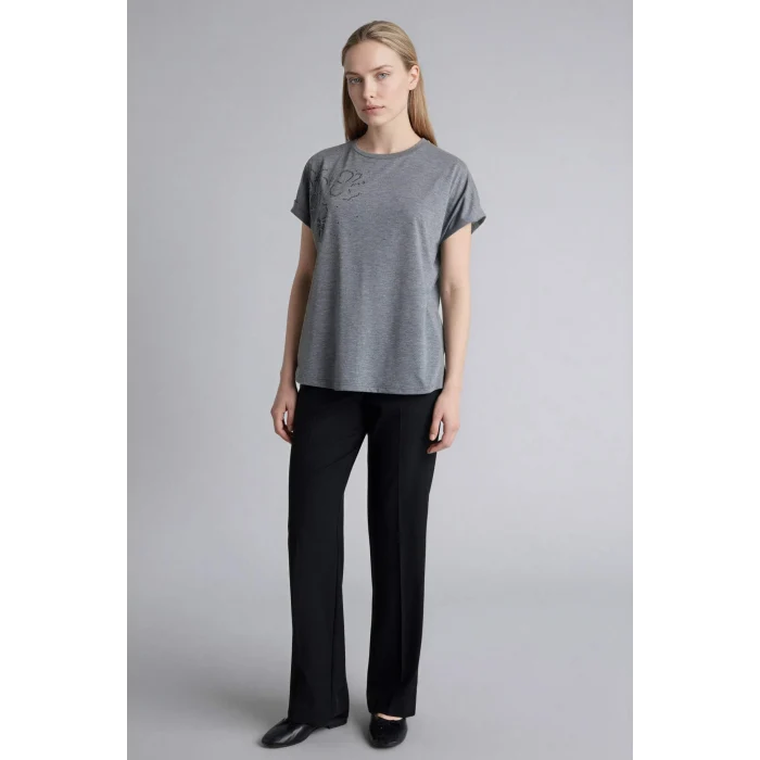 Defacto H1456AXAR166 Antrasit Bisiklet Yaka Taş Baskılı Kısa Kollu Tişört