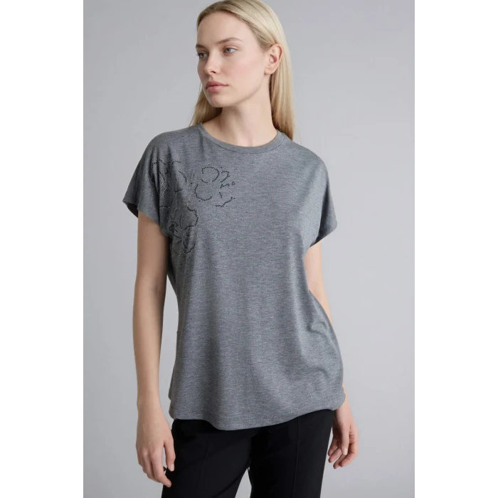 Defacto H1456AXAR166 Antrasit Bisiklet Yaka Taş Baskılı Kısa Kollu Tişört