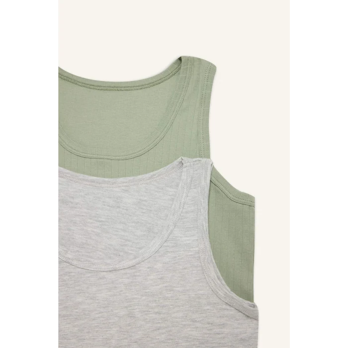 Defacto G8442A8GN425 Yeşil %100 Pamuklu 2li Atlet Erkek Çocuk