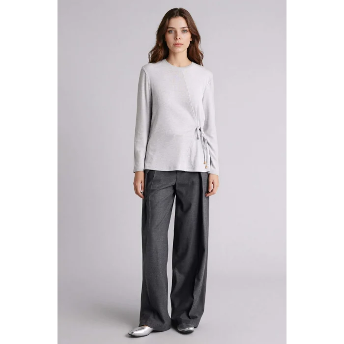 Defacto H1204AXGR210 Gri Relax Fıt Bisiklet Yaka Uzun Kollu Tişört