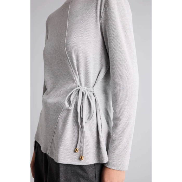 Defacto H1204AXGR210 Gri Relax Fıt Bisiklet Yaka Uzun Kollu Tişört