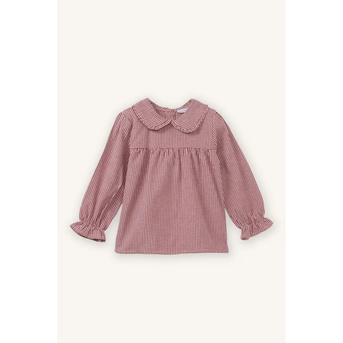 Defacto G8135A5BR229 Bordo Pötikareli Poplin Gömlek Kız Bebek