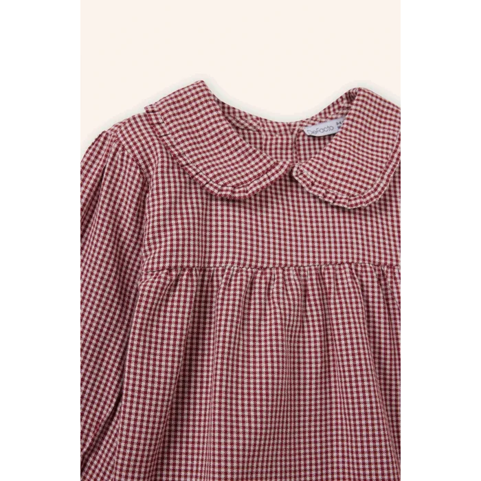 Defacto G8135A5BR229 Bordo Pötikareli Poplin Gömlek Kız Bebek