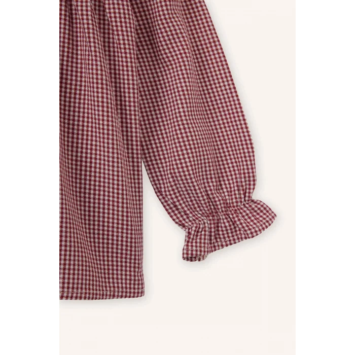 Defacto G8135A5BR229 Bordo Pötikareli Poplin Gömlek Kız Bebek