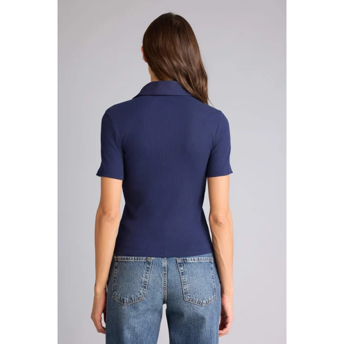 Defacto C6249AXNV31 Lacivert Slım Fıt Polo Yaka Fitilli Kaşkorse Tişört