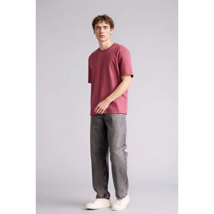Defacto E7961AXBR174 Bordo REGULAR FIT %100 Pamuk Basic Tişört