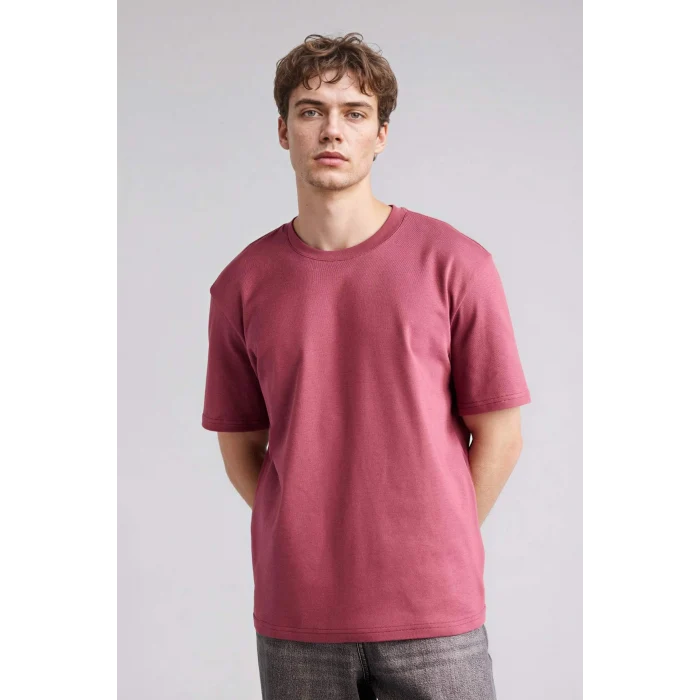 Defacto E7961AXBR174 Bordo REGULAR FIT %100 Pamuk Basic Tişört