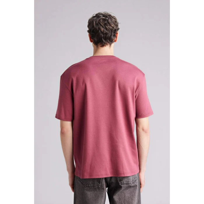 Defacto E7961AXBR174 Bordo REGULAR FIT %100 Pamuk Basic Tişört