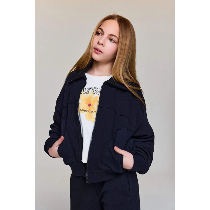 Defacto G6822A8BK81 Siyah Fermuarlı Hırka Kız Çocuk