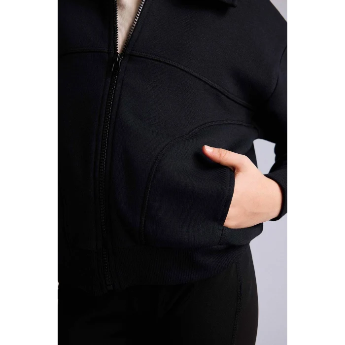 Defacto G6822A8BK81 Siyah Fermuarlı Hırka Kız Çocuk