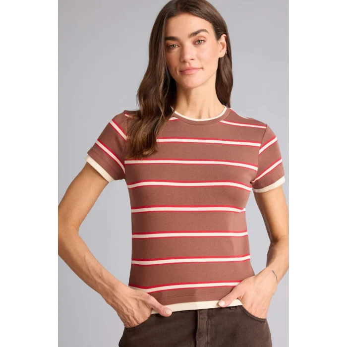 Defacto G9545AXBN525 Kahve Regular Fıt Bisiklet Yaka Ribana Kısa Kollu Tişört