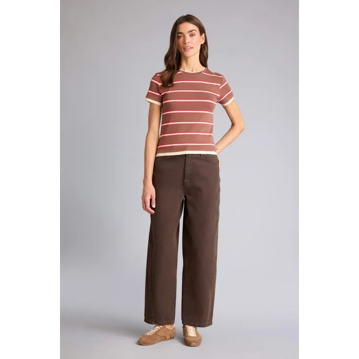 Defacto G9545AXBN525 Kahve Regular Fıt Bisiklet Yaka Ribana Kısa Kollu Tişört