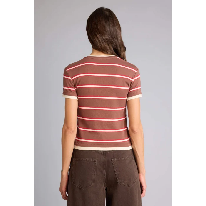 Defacto G9545AXBN525 Kahve Regular Fıt Bisiklet Yaka Ribana Kısa Kollu Tişört