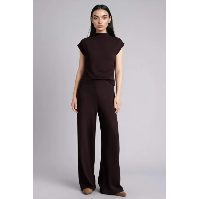 Defacto F7760AXBN207 Kahve Slım Fıt Yarım Balıkçı Yaka Tişört