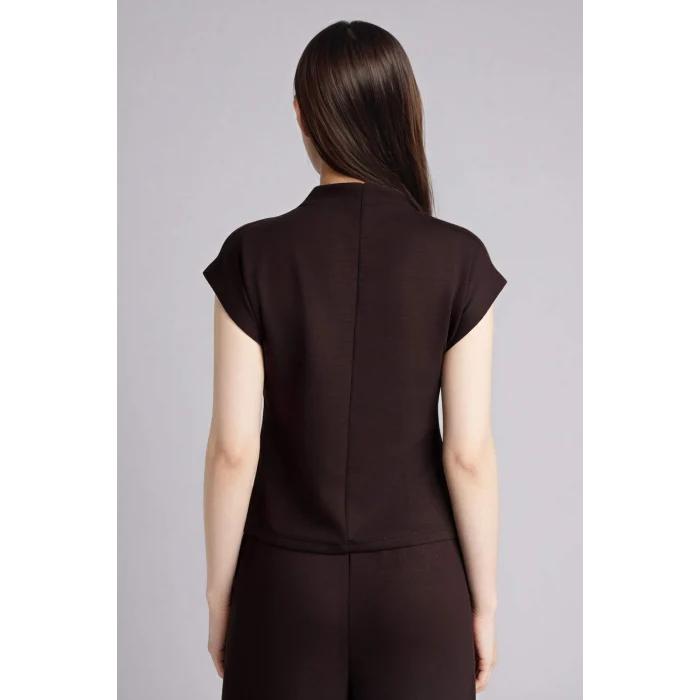 Defacto F7760AXBN207 Kahve Slım Fıt Yarım Balıkçı Yaka Tişört