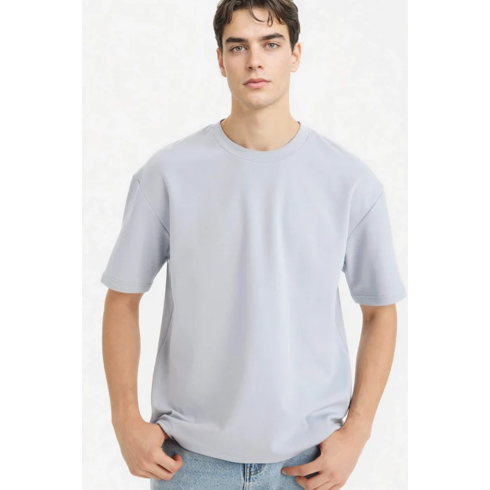 Defacto X3926AZGR297 Gri Nefes Alabilen Oversize Tişört