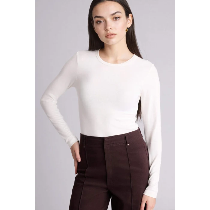 Defacto G8729AXER105 Ekru Slım Fıt Basıc Tişört