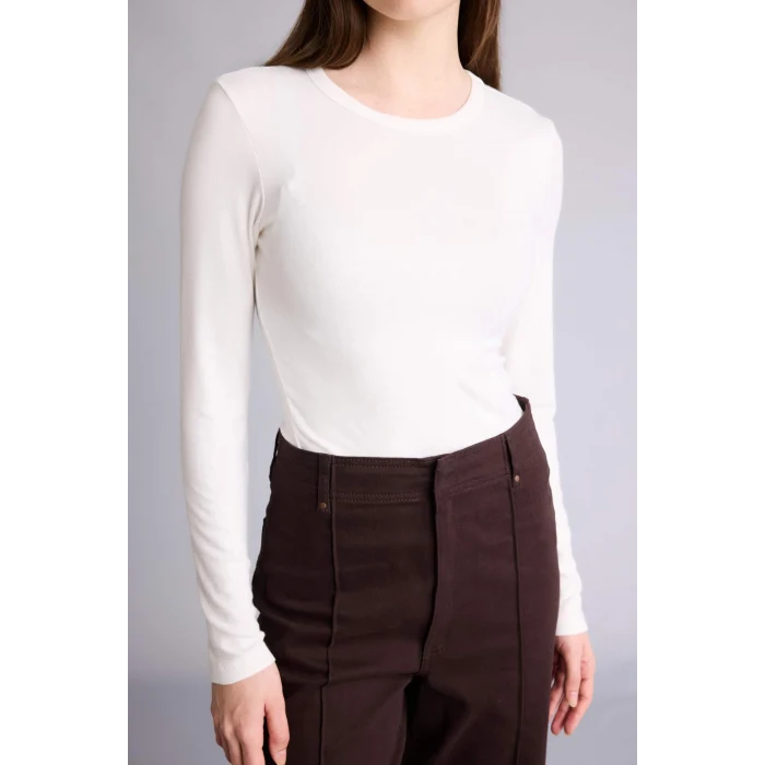 Defacto G8729AXER105 Ekru Slım Fıt Basıc Tişört