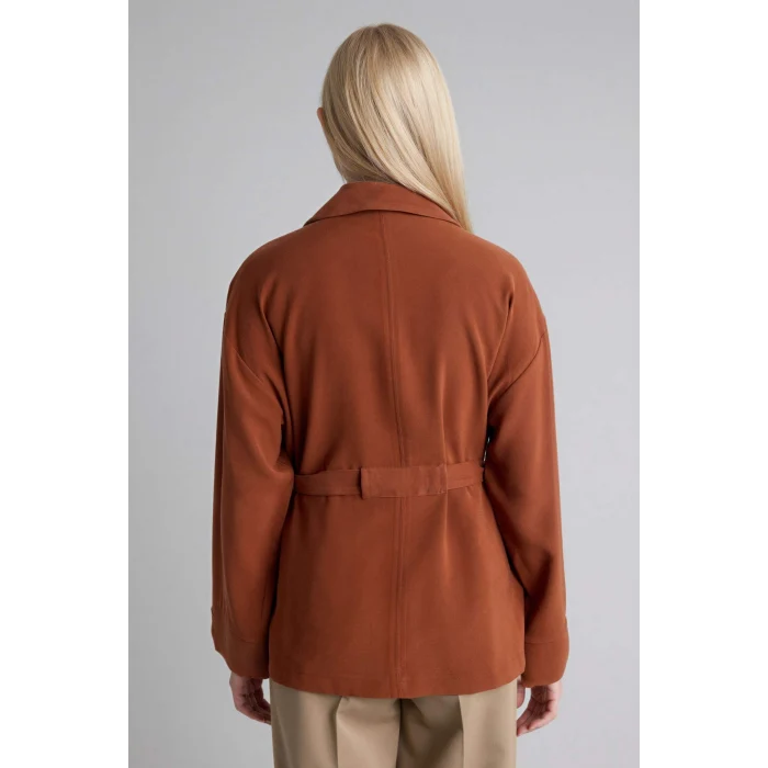 Defacto G9137AXBN312 Kahve Relax Fıt Gömlek Yaka Uzun Kollu Gömlek