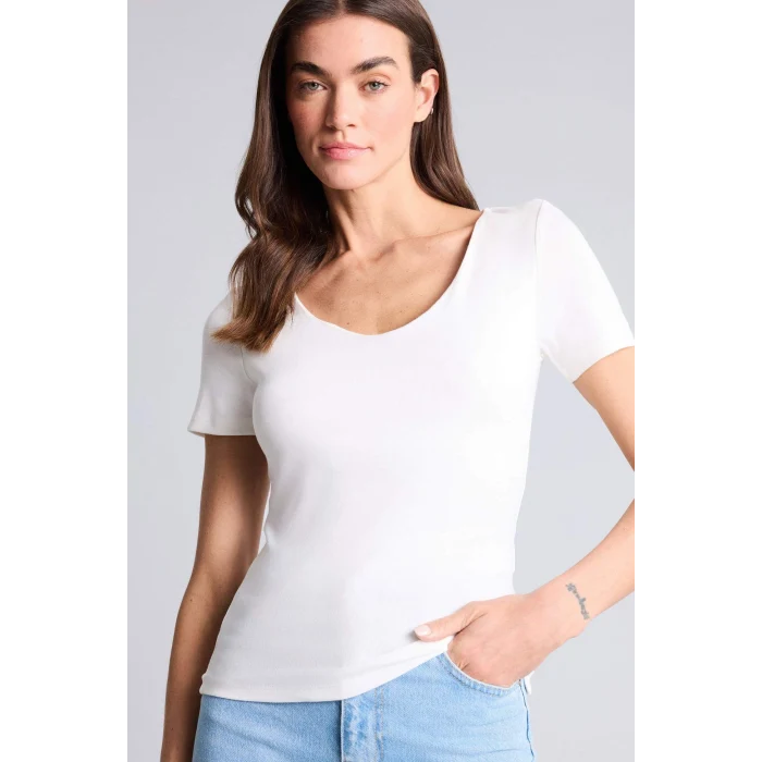 Defacto H3873AXER105 Ekru Slım Fıt Basıc Modal Tişört