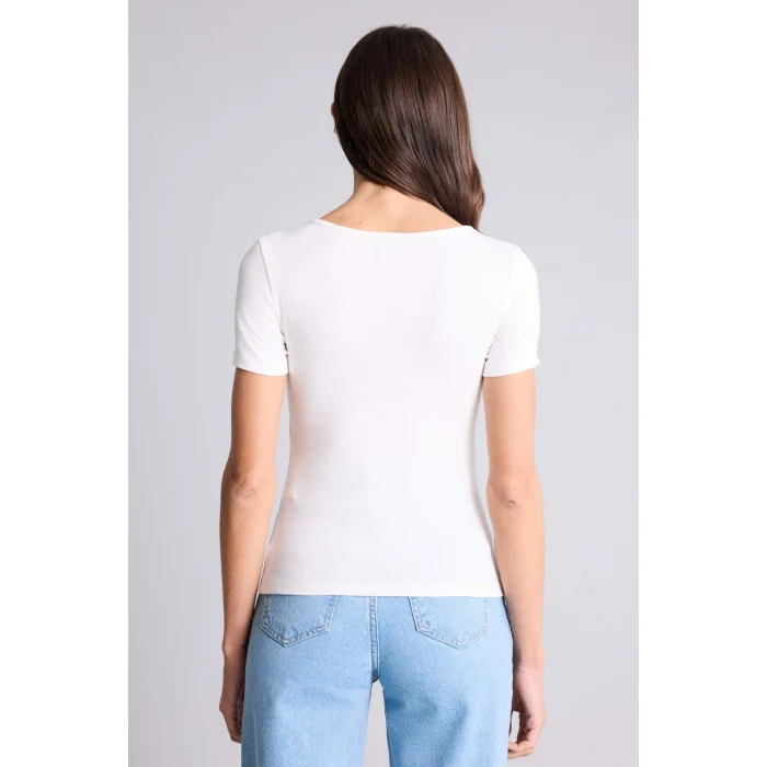 Defacto H3873AXER105 Ekru Slım Fıt Basıc Modal Tişört