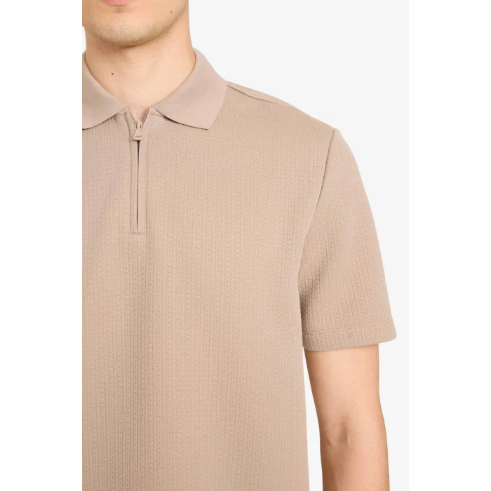 Defacto D7227AXBG216 Bej Regular Fıt Polo Yaka Kısa Kollu Polo Tişört