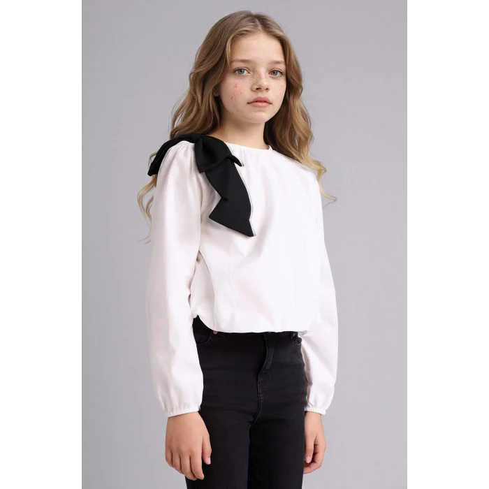 Defacto G7577A8WT34 Beyaz Poplin Gömlek Kız Çocuk