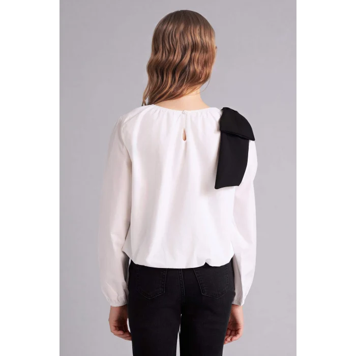 Defacto G7577A8WT34 Beyaz Poplin Gömlek Kız Çocuk