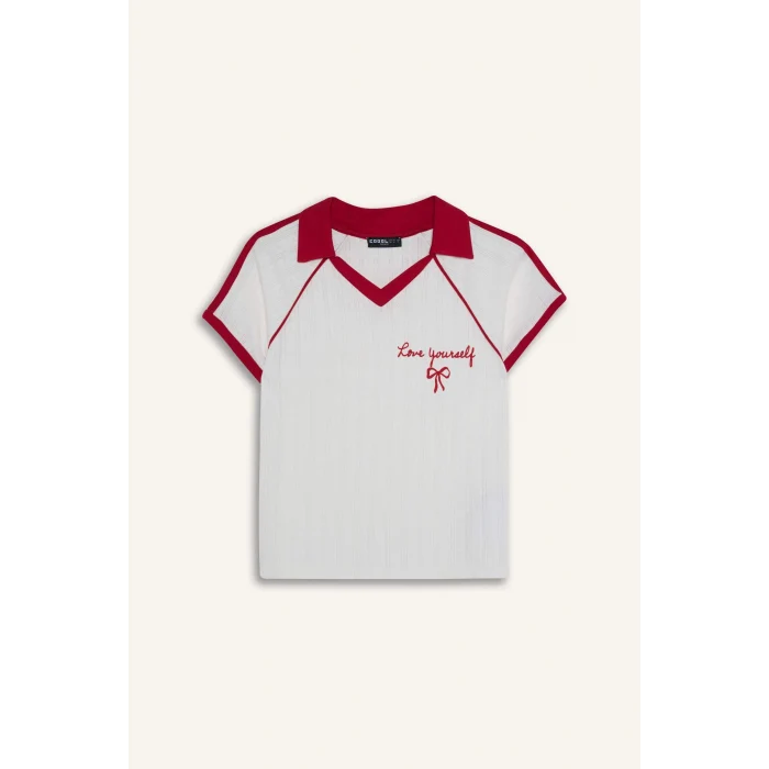 Defacto G2479AXWT32 Beyaz Fıtted Baskılı Kısa Kollu Tişört