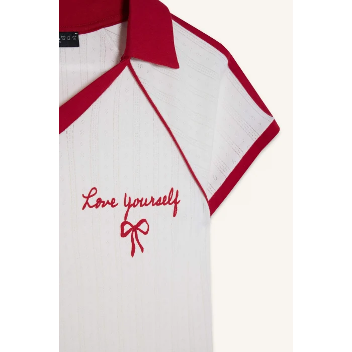 Defacto G2479AXWT32 Beyaz Fıtted Baskılı Kısa Kollu Tişört