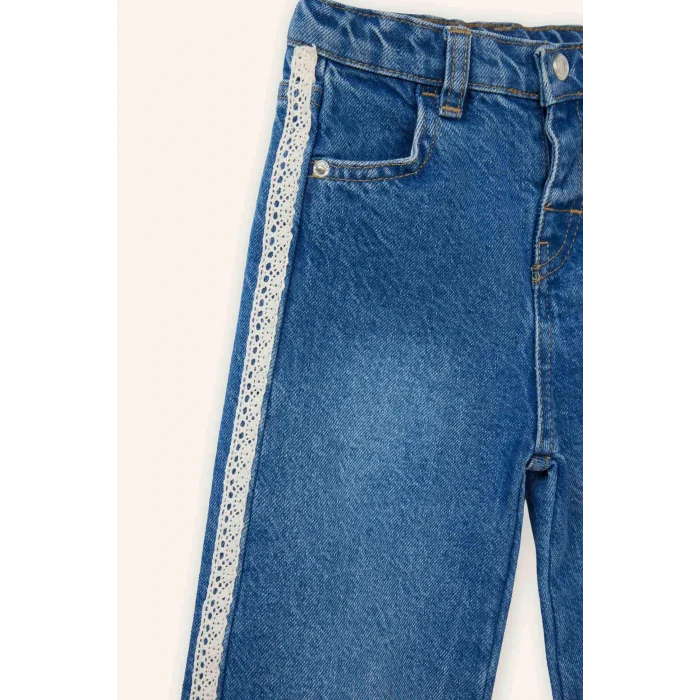 Defacto G8158A5NM28 Mavi Şeritli Culotte Jean Pantolon Kız Bebek