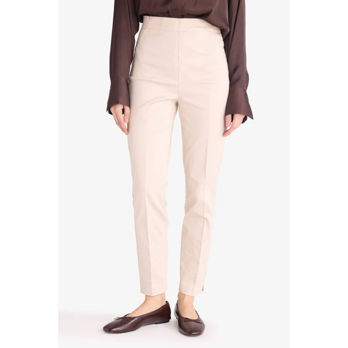 Defacto J8743AZBG687 Bej Sigaret Normal Bel Düz Paça Saten Pantolon