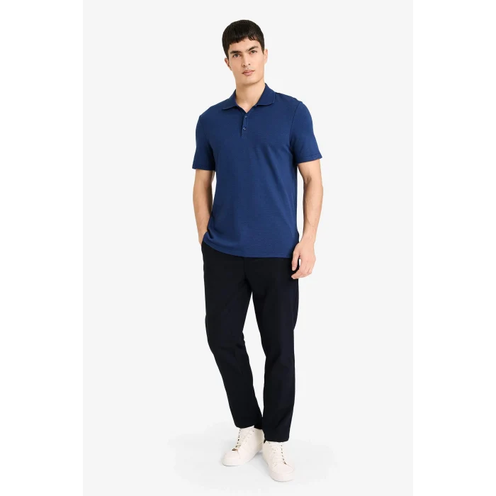 Defacto M6609AZIN131 İndigo Slım Fıt Polo Yaka Kısa Kollu Polo Tişört