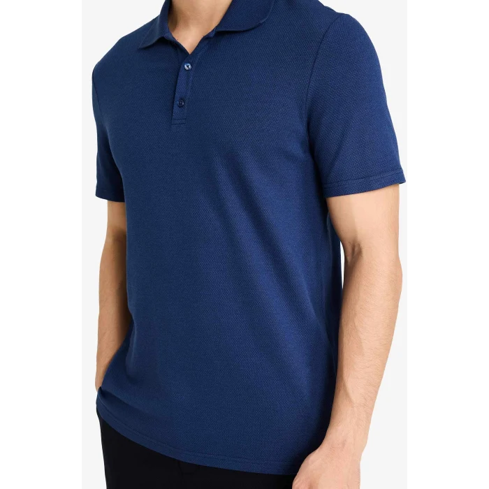 Defacto M6609AZIN131 İndigo Slım Fıt Polo Yaka Kısa Kollu Polo Tişört