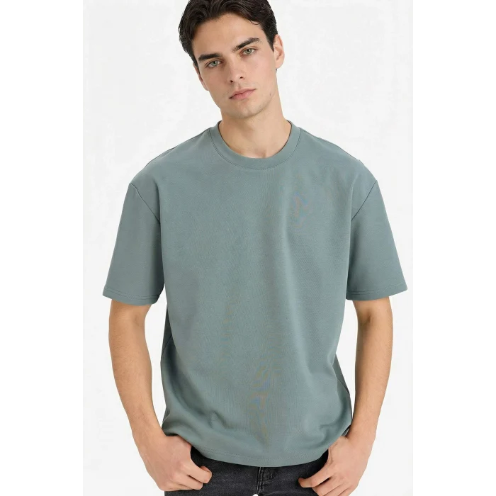 Defacto X3926AZGN1083 Yeşil Nefes Alabilen Oversize Tişört