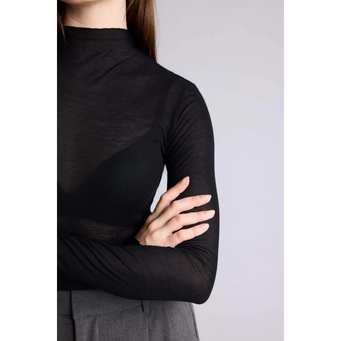 Defacto G7804AXBK81 Siyah Slım Fıt Ribana Tişört