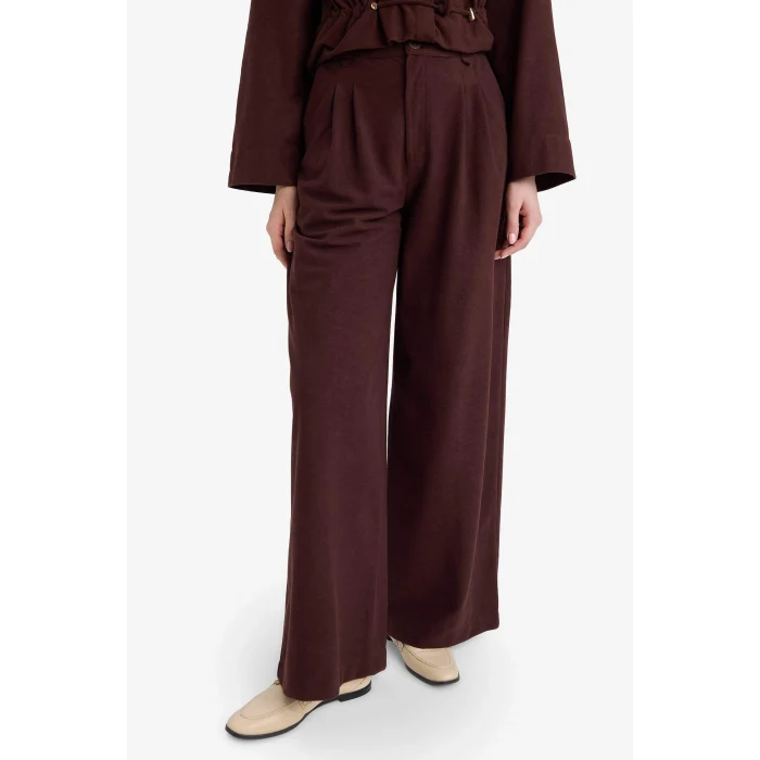 Defacto G7435AXBN328 Kahve Straıght Wıde Geniş Paça Süet Pantolon