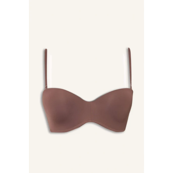 Defacto Y3730AZBN307 Kahve Micro Kaplı Yarım Dolgulu Balenli Straplez Sütyen