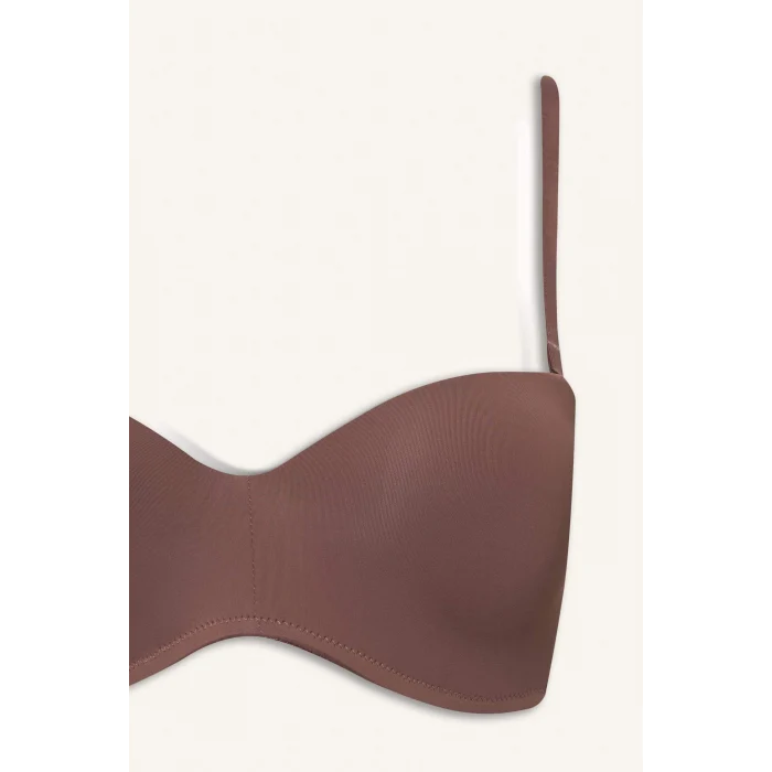 Defacto Y3730AZBN307 Kahve Micro Kaplı Yarım Dolgulu Balenli Straplez Sütyen