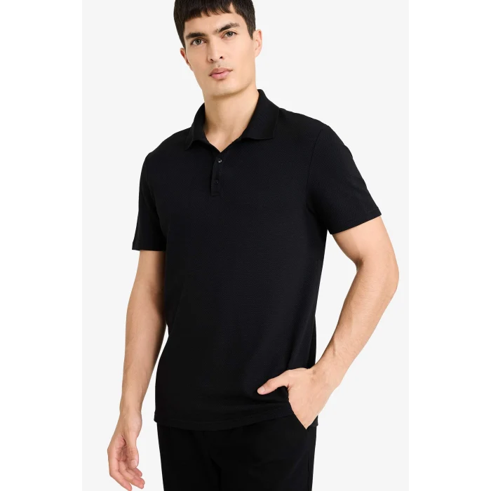 Defacto M6609AZBK81 Siyah Slım Fıt Polo Yaka Kısa Kollu Polo Tişört