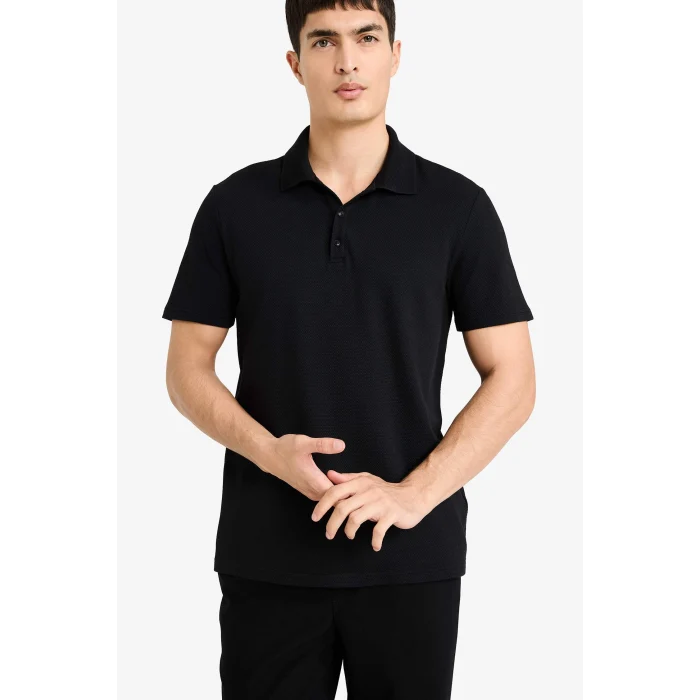 Defacto M6609AZBK81 Siyah Slım Fıt Polo Yaka Kısa Kollu Polo Tişört