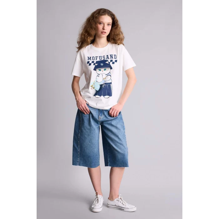 Defacto H0263AXWT32 Beyaz MOFUSAND Oversıze Tişört