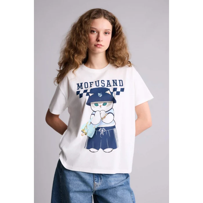 Defacto H0263AXWT32 Beyaz MOFUSAND Oversıze Tişört