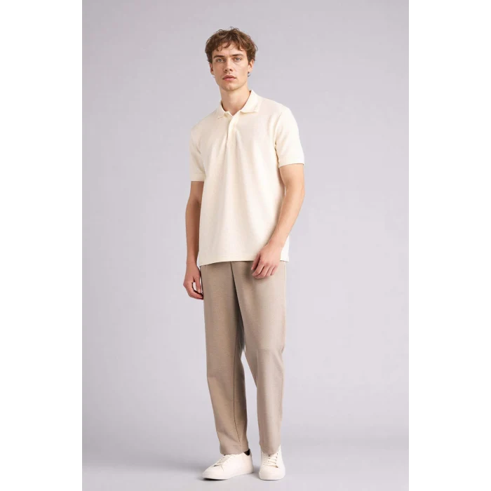 Defacto F9817AXER100 Ekru Kısa Kollu Polo Tişört