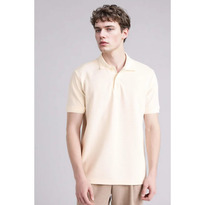 Defacto F9817AXER100 Ekru Kısa Kollu Polo Tişört