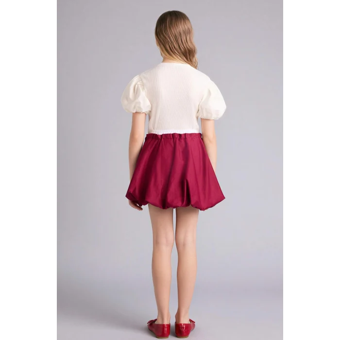 Defacto G7083A8BR506 Bordo Balon Etek Kız Çocuk