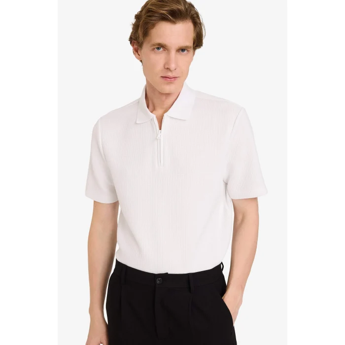 Defacto D7227AXWT32 Beyaz Regular Fıt Polo Yaka Kısa Kollu Polo Tişört