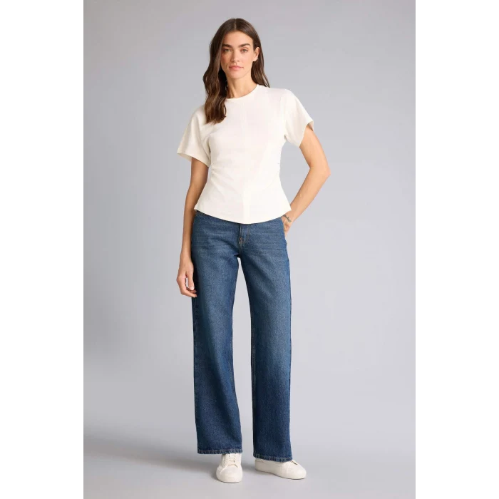 Defacto H0556AXER105 Ekru Regular Fıt Kısa Kollu Tişört